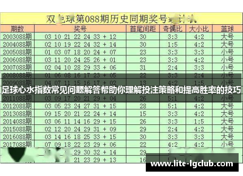 足球心水指数常见问题解答帮助你理解投注策略和提高胜率的技巧