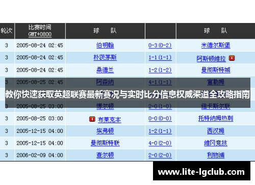 教你快速获取英超联赛最新赛况与实时比分信息权威渠道全攻略指南