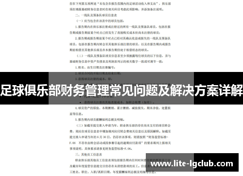 足球俱乐部财务管理常见问题及解决方案详解