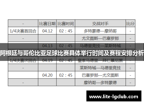 阿根廷与哥伦比亚足球比赛具体举行时间及赛程安排分析