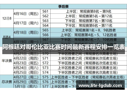 阿根廷对哥伦比亚比赛时间最新赛程安排一览表
